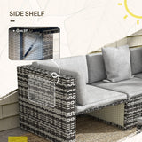 Poly Rattan 7 Pieces Garden Sofa Set With Coffee Table And Footstools - Velmora
