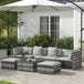Poly Rattan 7 Pieces Garden Sofa Set With Coffee Table And Footstools - Velmora