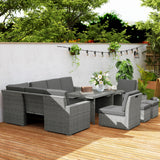 Poly Rattan 7 Pieces Garden Sofa Set With Expanding Glass Top Table - Velmora