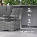 Poly Rattan 7 Pieces Garden Sofa Set With Expanding Glass Top Table - Velmora