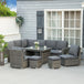Poly Rattan 7 Pieces Garden Sofa Set With Expanding Glass Top Table - Velmora