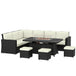 Poly Rattan 7 Pieces Garden Sofa Set With Gas Fire Pit Table - Velmora