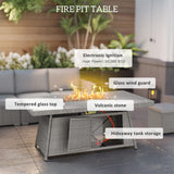 Poly Rattan 7 Pieces Garden Sofa Set With Gas Fire Pit Table - Velmora
