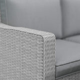 Poly Rattan 7 Pieces Garden Sofa Set With Gas Fire Pit Table - Velmora