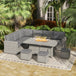 Poly Rattan 7 Pieces Garden Sofa Set With Gas Fire Pit Table - Velmora