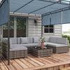 Poly Rattan 7 Pieces Garden Sofa Set With Square Glass Top Table - Velmora