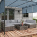 Poly Rattan 7 Pieces Garden Sofa Set With Square Glass Top Table - Velmora