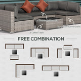 Poly Rattan 7 Pieces Garden Sofa Set With Square Glass Top Table - Velmora