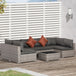 Poly Rattan 7 Pieces Garden Sofa Set With Square Glass Top Table - Velmora
