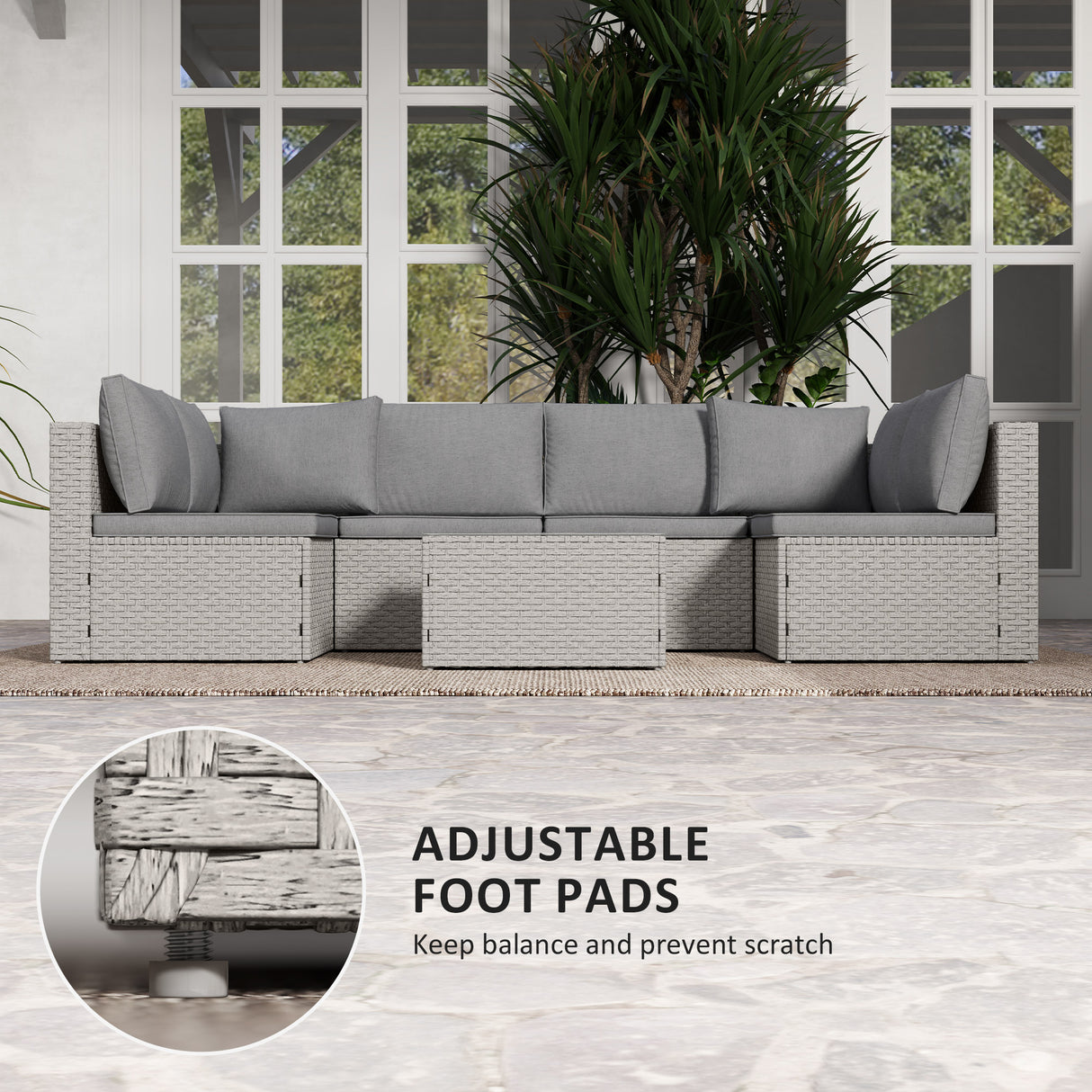Poly Rattan 7 Pieces Modular Garden Sofa Set - Velmora