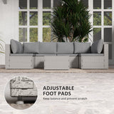 Poly Rattan 7 Pieces Modular Garden Sofa Set - Velmora