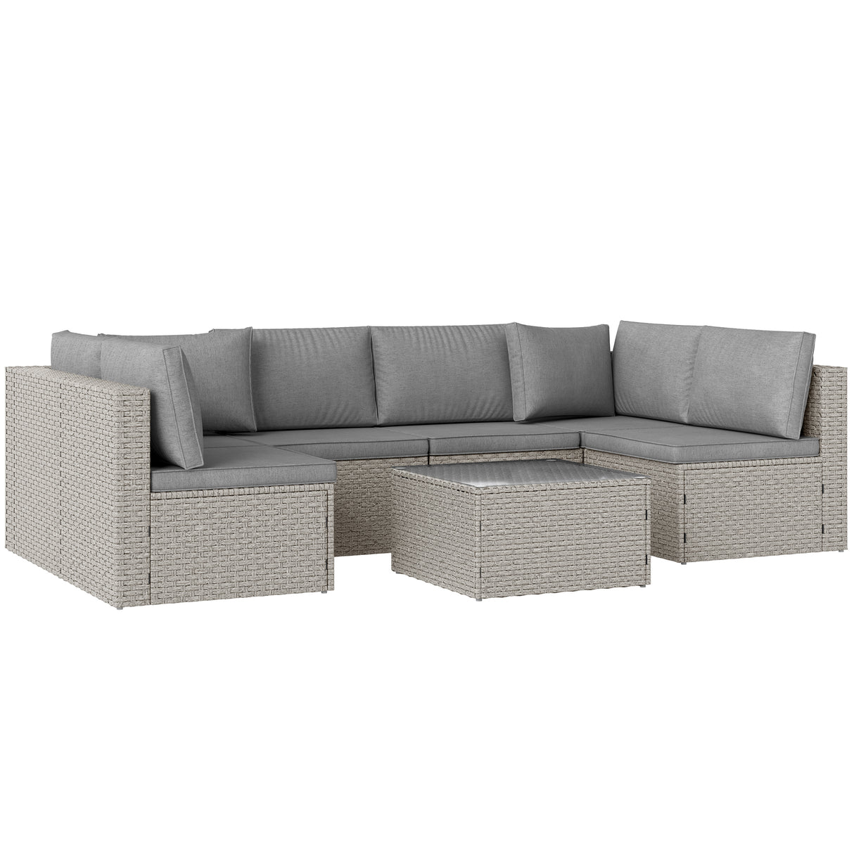 Poly Rattan 7 Pieces Modular Garden Sofa Set - Velmora