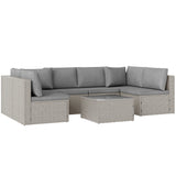 Poly Rattan 7 Pieces Modular Garden Sofa Set - Velmora
