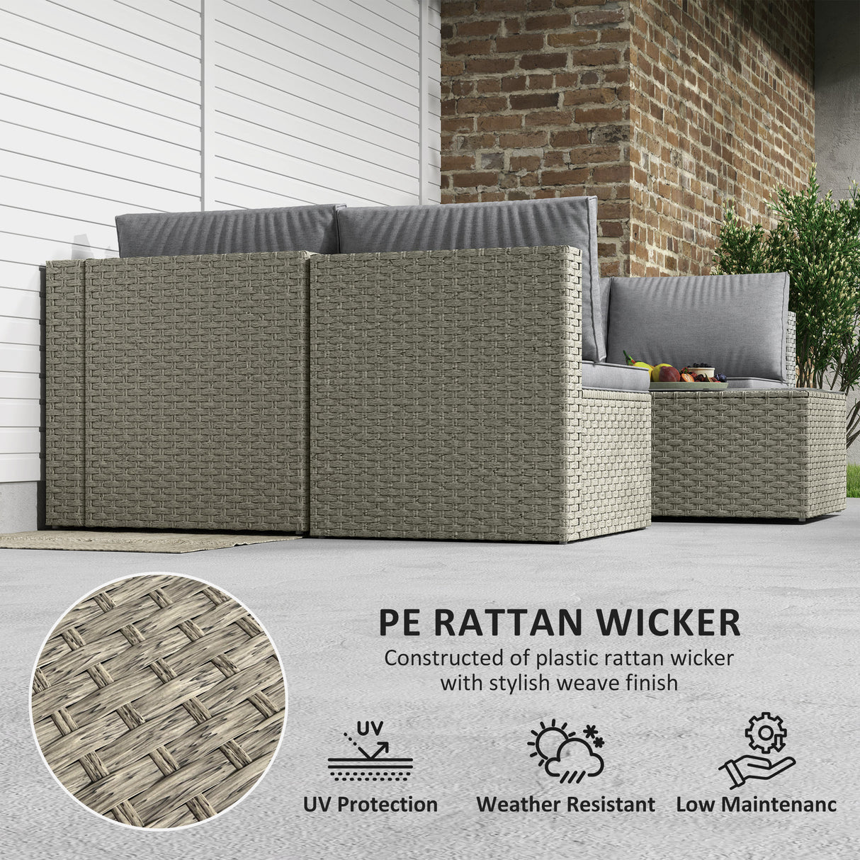 Poly Rattan 7 Pieces Modular Garden Sofa Set - Velmora