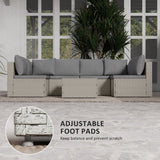 Poly Rattan 7 Pieces Modular Garden Sofa Set - Velmora