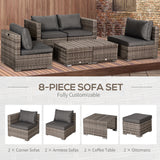 Poly Rattan 8 Pieces Garden Sofa Set With Contrast Cushions - Velmora