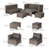 Poly Rattan 8 Pieces Garden Sofa Set With Contrast Cushions - Velmora