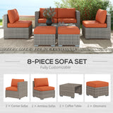 Poly Rattan 8 Pieces Garden Sofa Set With Contrast Cushions - Velmora