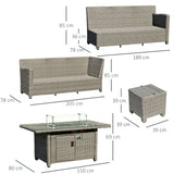 Poly Rattan 8 Seater L-Shaped Garden Sofa Set Conversation Set With Fire Pit Table - Velmora