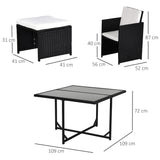 Poly Rattan 9 Piece Garden Dining Set With Armchairs And Glass Top Table - Velmora