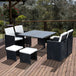 Poly Rattan 9 Piece Garden Dining Set With Armchairs And Glass Top Table - Velmora