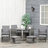 Poly Rattan 9 Piece Garden Dining Set With Armchairs And Glass Top Table - Velmora