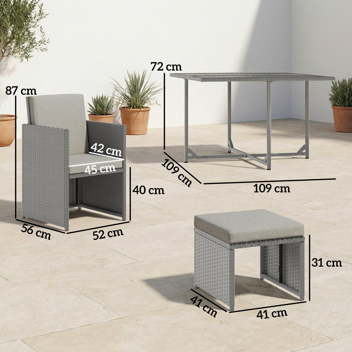 Poly Rattan 9 Piece Garden Dining Set With Armchairs And Glass Top Table - Velmora