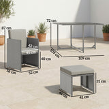 Poly Rattan 9 Piece Garden Dining Set With Armchairs And Glass Top Table - Velmora