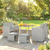 Poly Rattan 9 Piece Garden Dining Set With Armchairs And Glass Top Table - Velmora