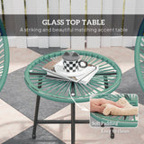 Poly Rattan Bistro Set With Acapulco Chairs and Round Glass Top Table - Velmora