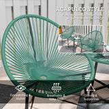 Poly Rattan Bistro Set With Acapulco Chairs and Round Glass Top Table - Velmora