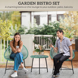 Poly Rattan Bistro Set With Acapulco Chairs and Round Glass Top Table - Velmora