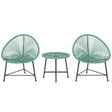 Poly Rattan Bistro Set With Acapulco Chairs and Round Glass Top Table - Velmora