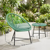 Poly Rattan Bistro Set With Acapulco Chairs and Round Glass Top Table - Velmora