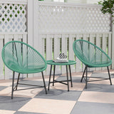 Poly Rattan Bistro Set With Acapulco Chairs and Round Glass Top Table - Velmora