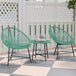 Poly Rattan Bistro Set With Acapulco Chairs and Round Glass Top Table - Velmora