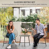 Poly Rattan Bistro Set With Acapulco Chairs and Round Glass Top Table - Velmora