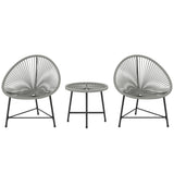 Poly Rattan Bistro Set With Acapulco Chairs and Round Glass Top Table - Velmora