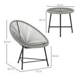 Poly Rattan Bistro Set With Acapulco Chairs and Round Glass Top Table - Velmora