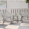 Poly Rattan Bistro Set With Acapulco Chairs and Round Glass Top Table - Velmora