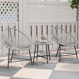 Poly Rattan Bistro Set With Acapulco Chairs and Round Glass Top Table - Velmora