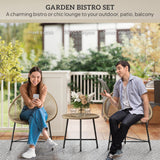 Poly Rattan Bistro Set With Acapulco Chairs and Round Glass Top Table - Velmora
