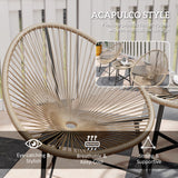 Poly Rattan Bistro Set With Acapulco Chairs and Round Glass Top Table - Velmora