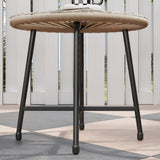 Poly Rattan Bistro Set With Acapulco Chairs and Round Glass Top Table - Velmora