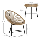 Poly Rattan Bistro Set With Acapulco Chairs and Round Glass Top Table - Velmora
