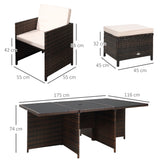 Poly Rattan Cube 10 Seater Garden Dining Set With Glass Top Table - Velmora