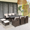 Poly Rattan Cube 10 Seater Garden Dining Set With Glass Top Table - Velmora
