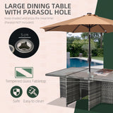 Poly Rattan Cube 10 Seater Garden Dining Set With Glass Top Table - Velmora