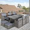 Poly Rattan Cube 10 Seater Garden Dining Set With Glass Top Table - Velmora
