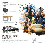 Poly Rattan Cube 10 Seater Garden Dining Set With Rectangular Table - Velmora